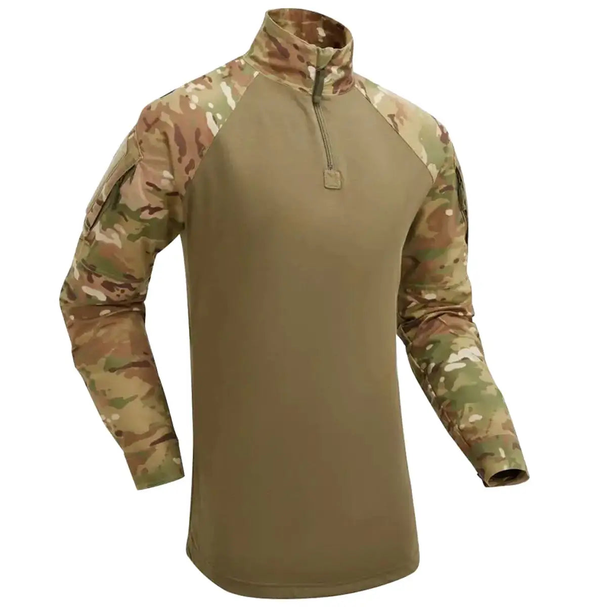 Keela Tactical UBAC Combat Shirt Multicam with camouflage sleeves and olive torso, ideal for military uniforms and tactical operations. from John Bull Clothing