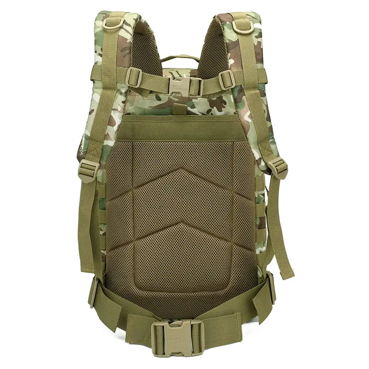 Back view of Kombat Trooper Assault Pack 40 Litre BTP featuring padded mesh back panel and adjustable shoulder and waist straps for comfort. from John Bull Clothing
