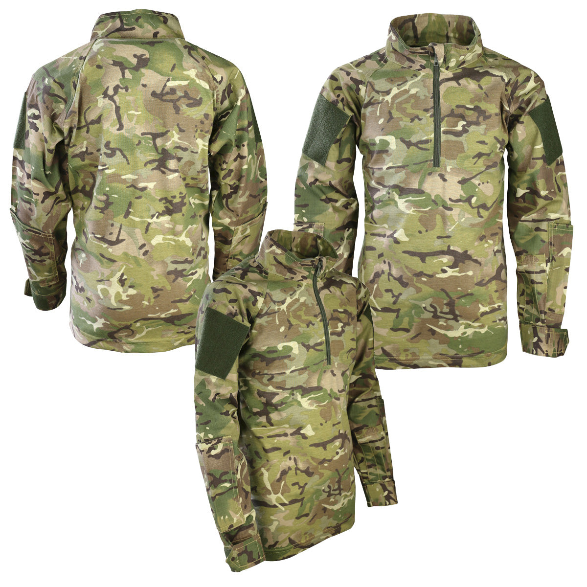 Kombat Trooper Kids Army Jacket in BTP camouflage with zip-up front and reinforced sleeves. Ideal for outdoor play and military-style dressing.