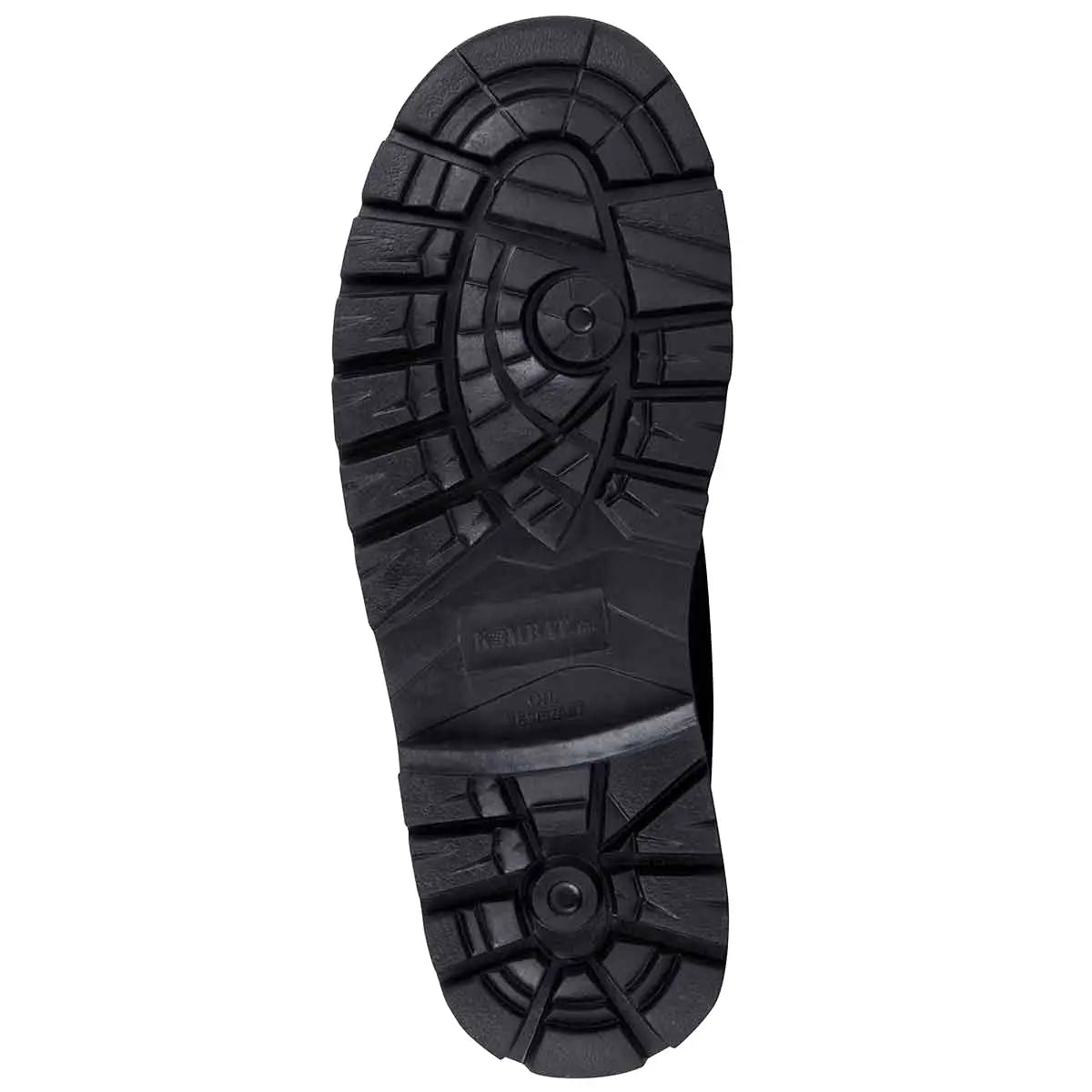 Close-up of the rugged rubber sole of Kombat UK All Leather Patrol Boots Black designed for superior traction and durability | John Bulls