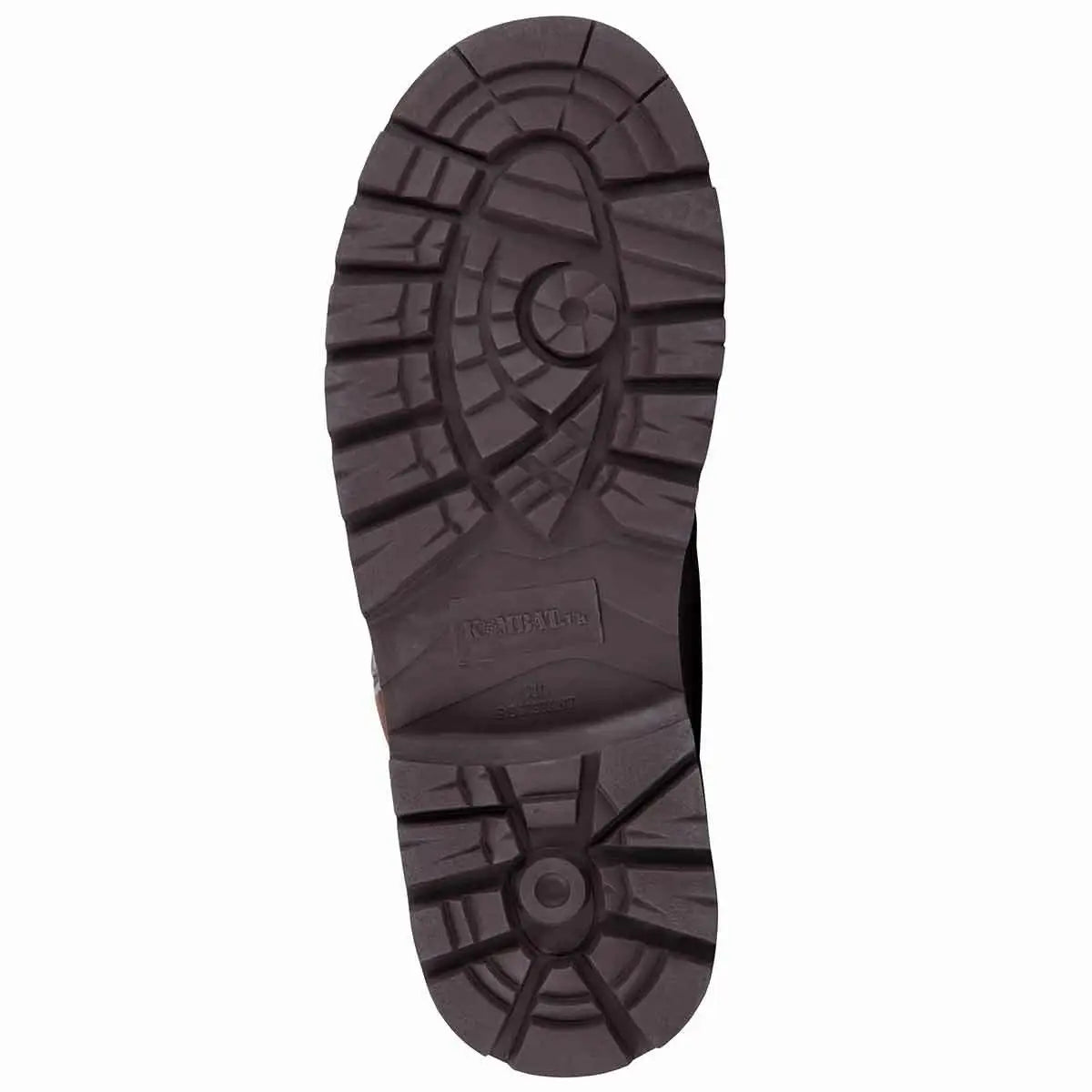 Close-up of the outsole of Kombat UK Leather Patrol Boots MoD Brown highlighting deep tread pattern for traction and stability on rugged terrain.