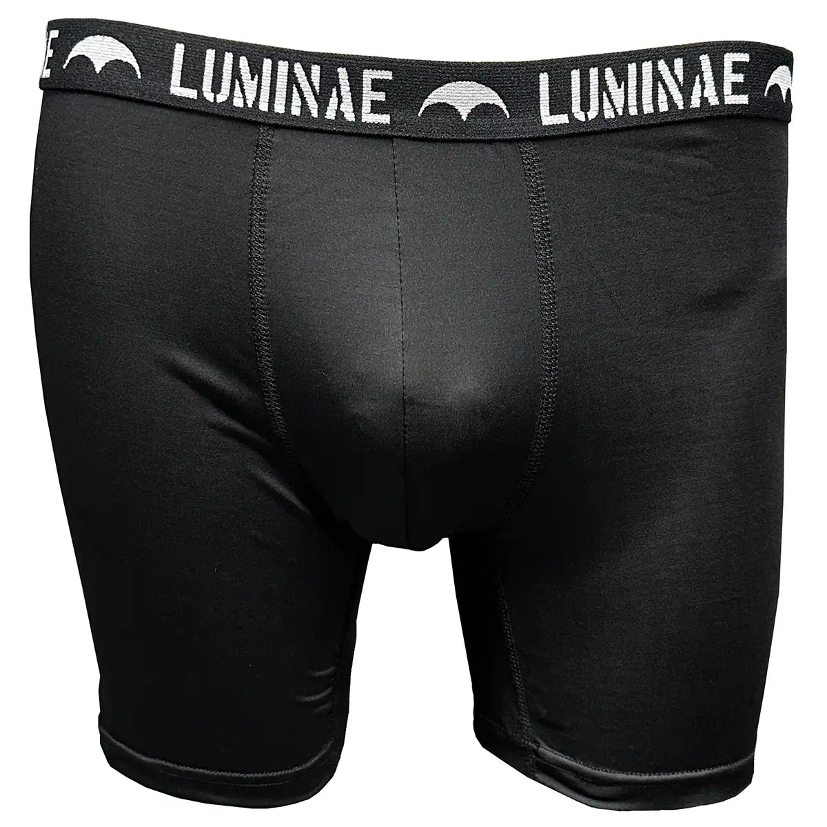 Rear view of Luminae Battle Boxer Shorts showing ergonomic stitching and supportive fit for active performance.