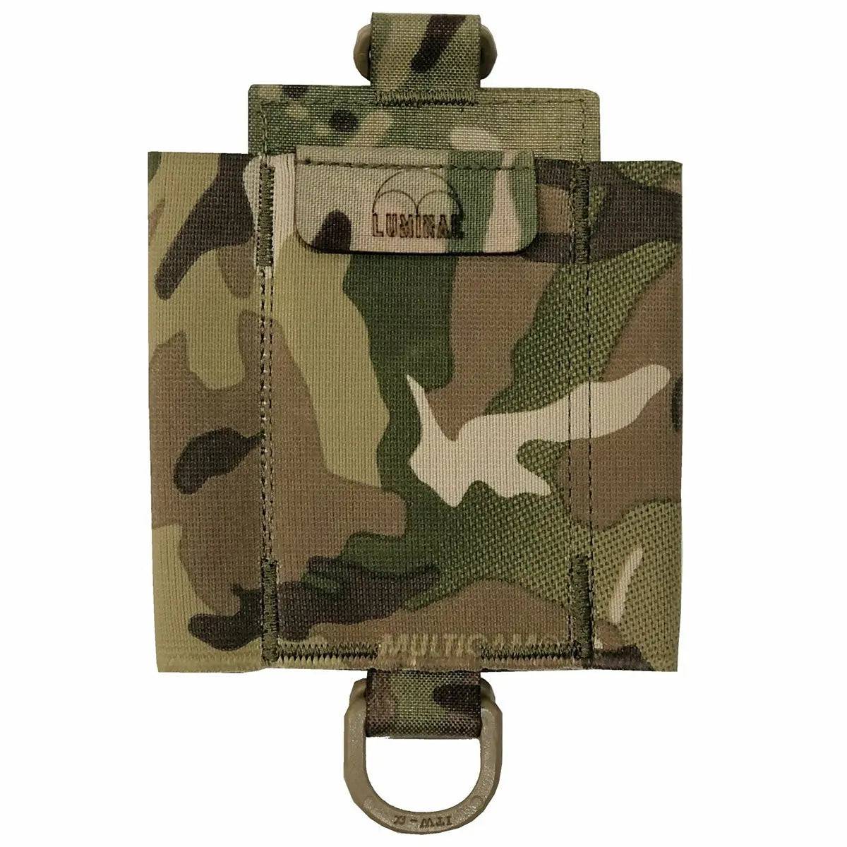 Luminae Compass Pouch Multicam with a secure flap closure, offering compact storage for navigation tools. Ideal for tactical and outdoor applications.