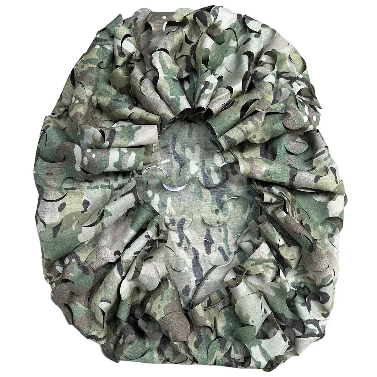 Close-up of Luminae Daysack Scrim Cover MTP laid flat, highlighting its durable Cordura material and multi-terrain camouflage pattern.