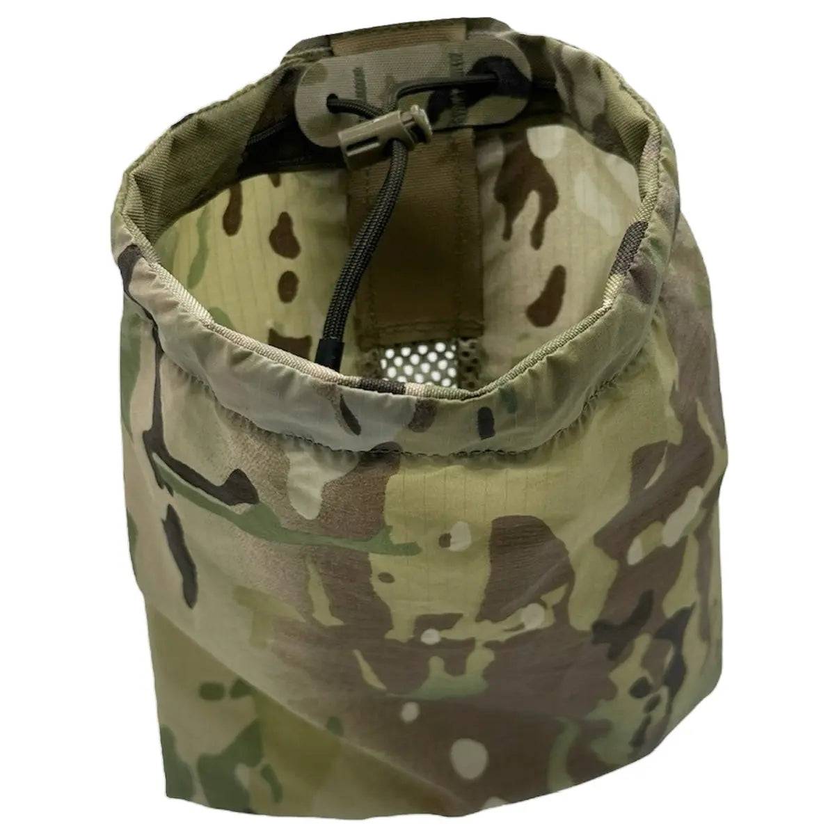 Luminae Multicam Dump Pouch MTP with an open-top design and drawstring closure, ideal for quick access to magazines and small gear.