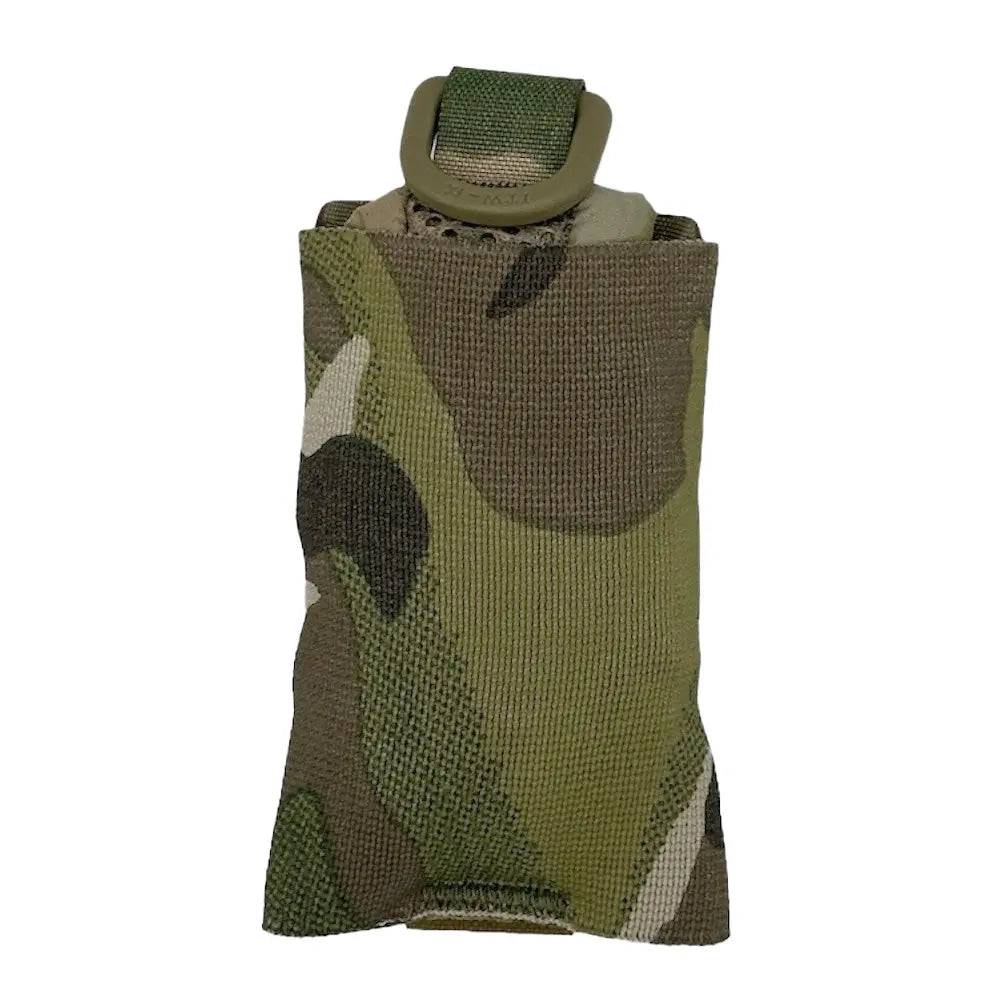 Folded Luminae Multicam Dump Pouch MTP with a secure strap and buckle, designed for compact storage and easy deployment.