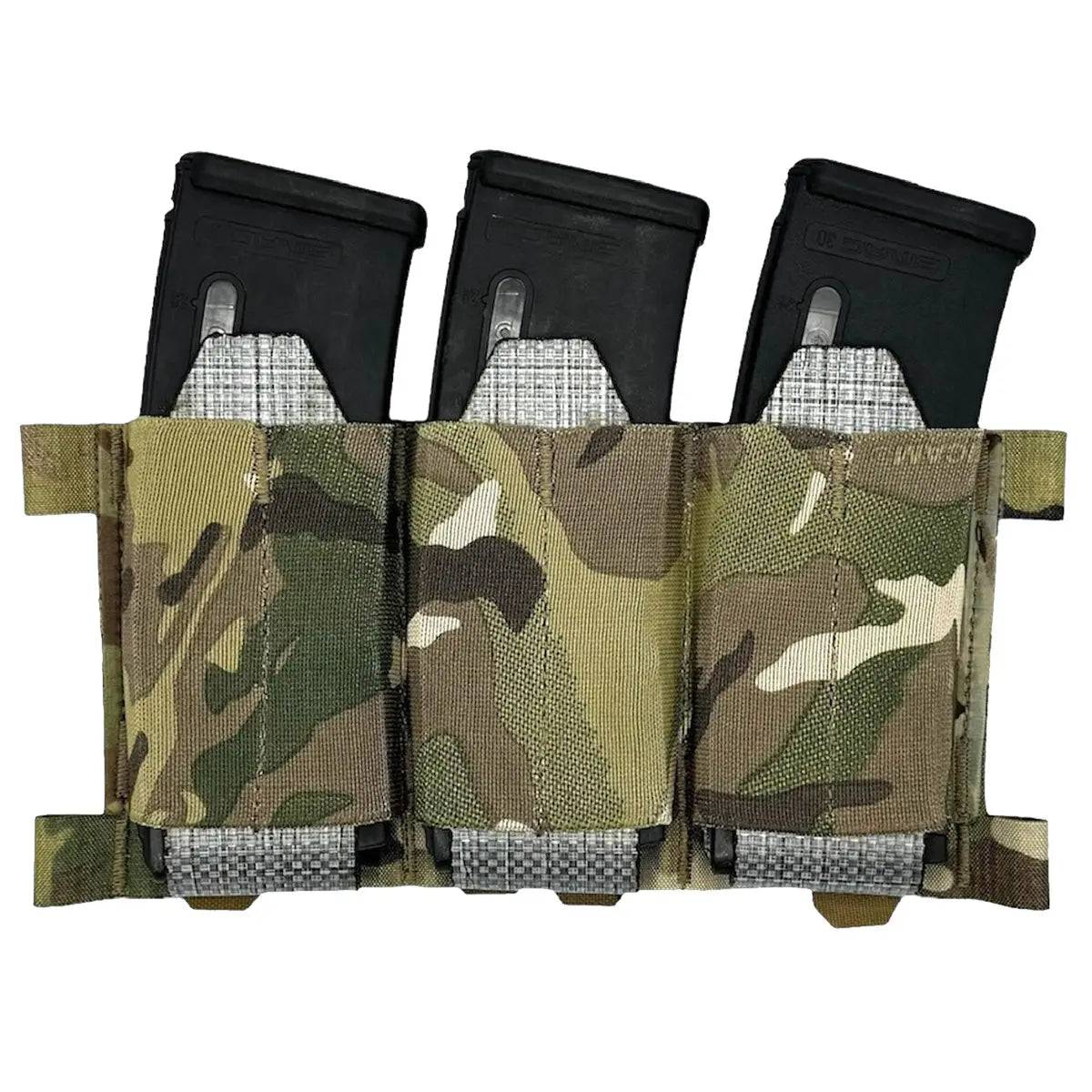 Luminae Elastic Triple Mag Pouch MTP securely holds three magazines in a compact, durable multicam design. Ideal for tactical and military use.
