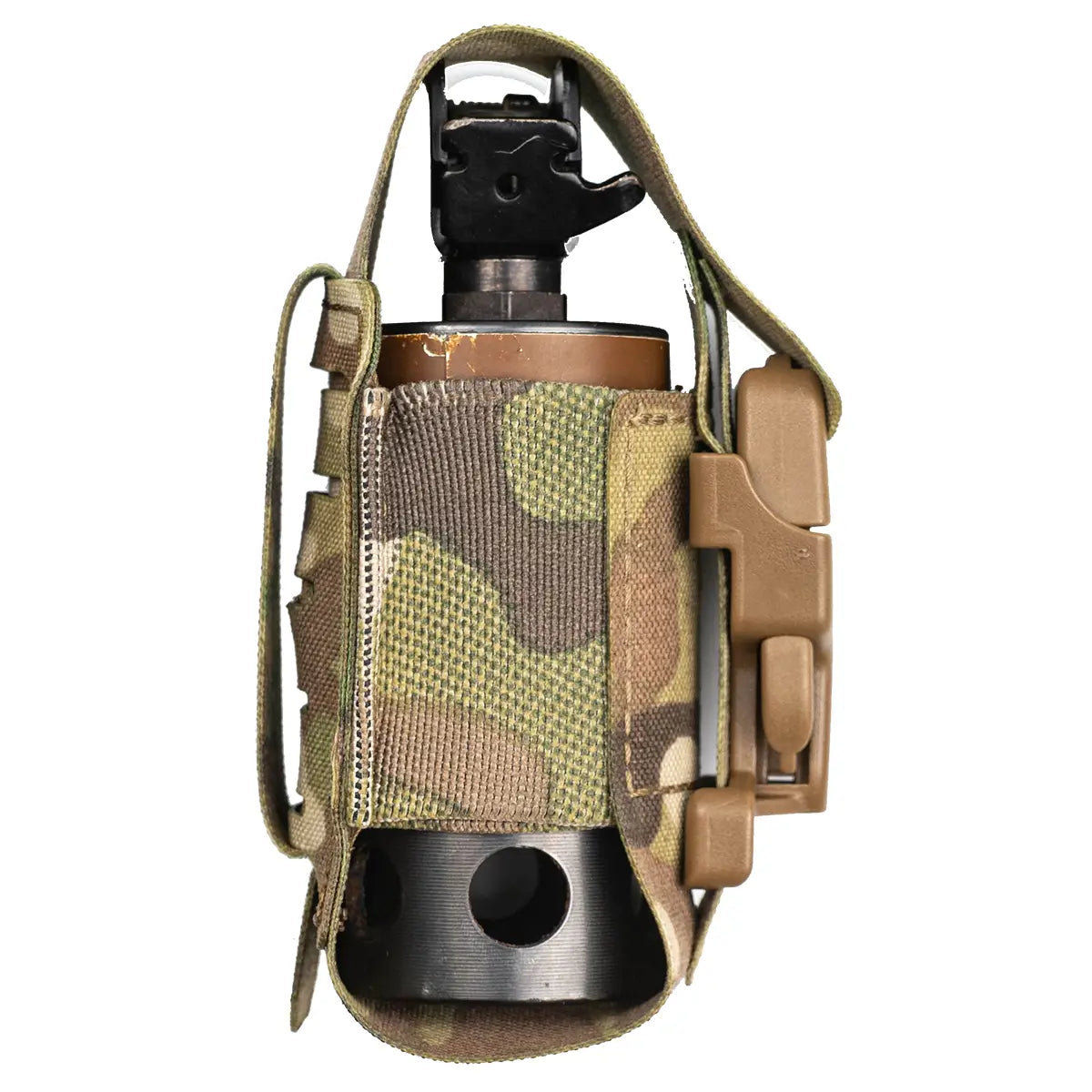 Tactical grenade launcher with Multicam pouch for weapon accessories
