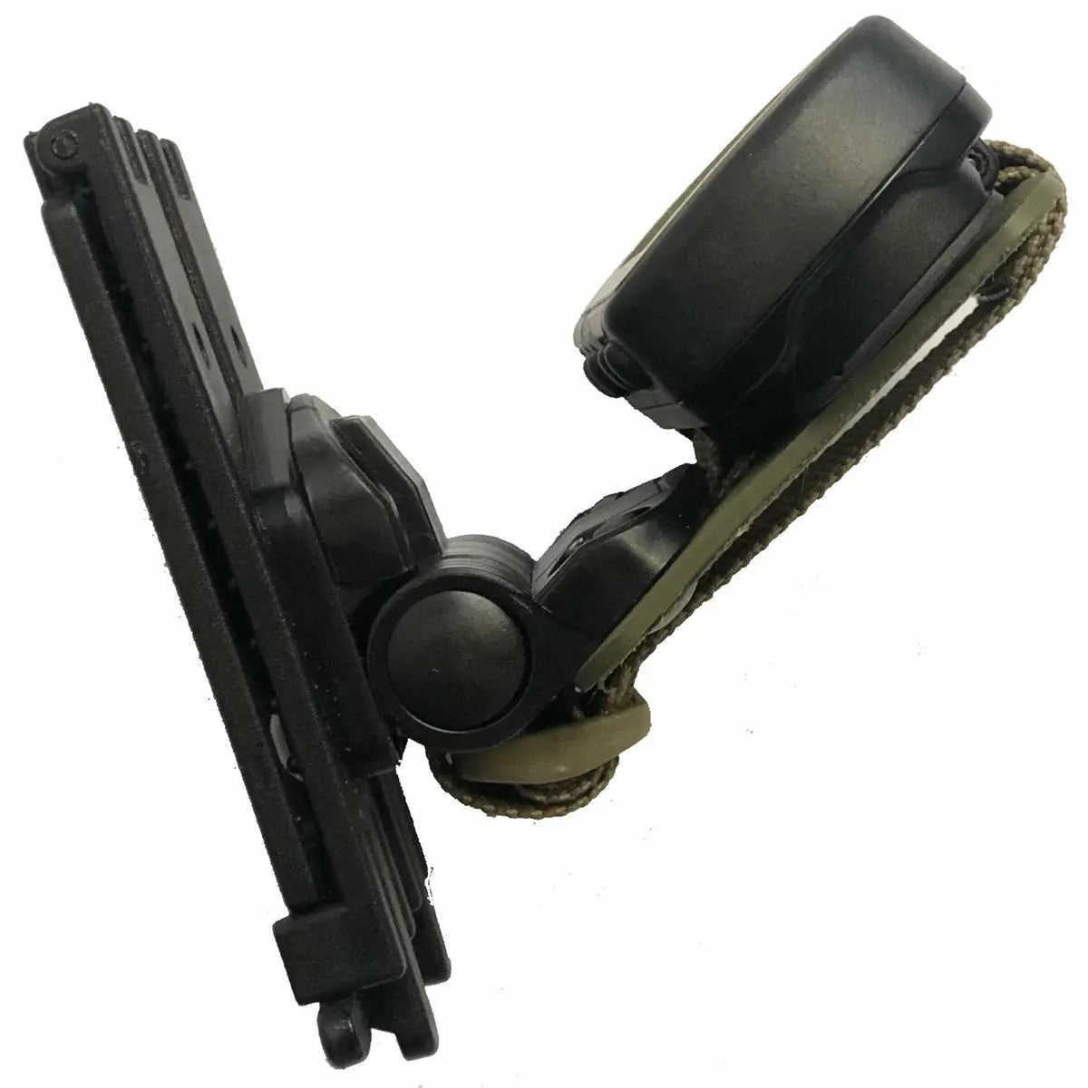 Side profile of Luminae Garmin Foretex Mount 601/701 showing adjustable hinge and rugged design for tactical GPS use.