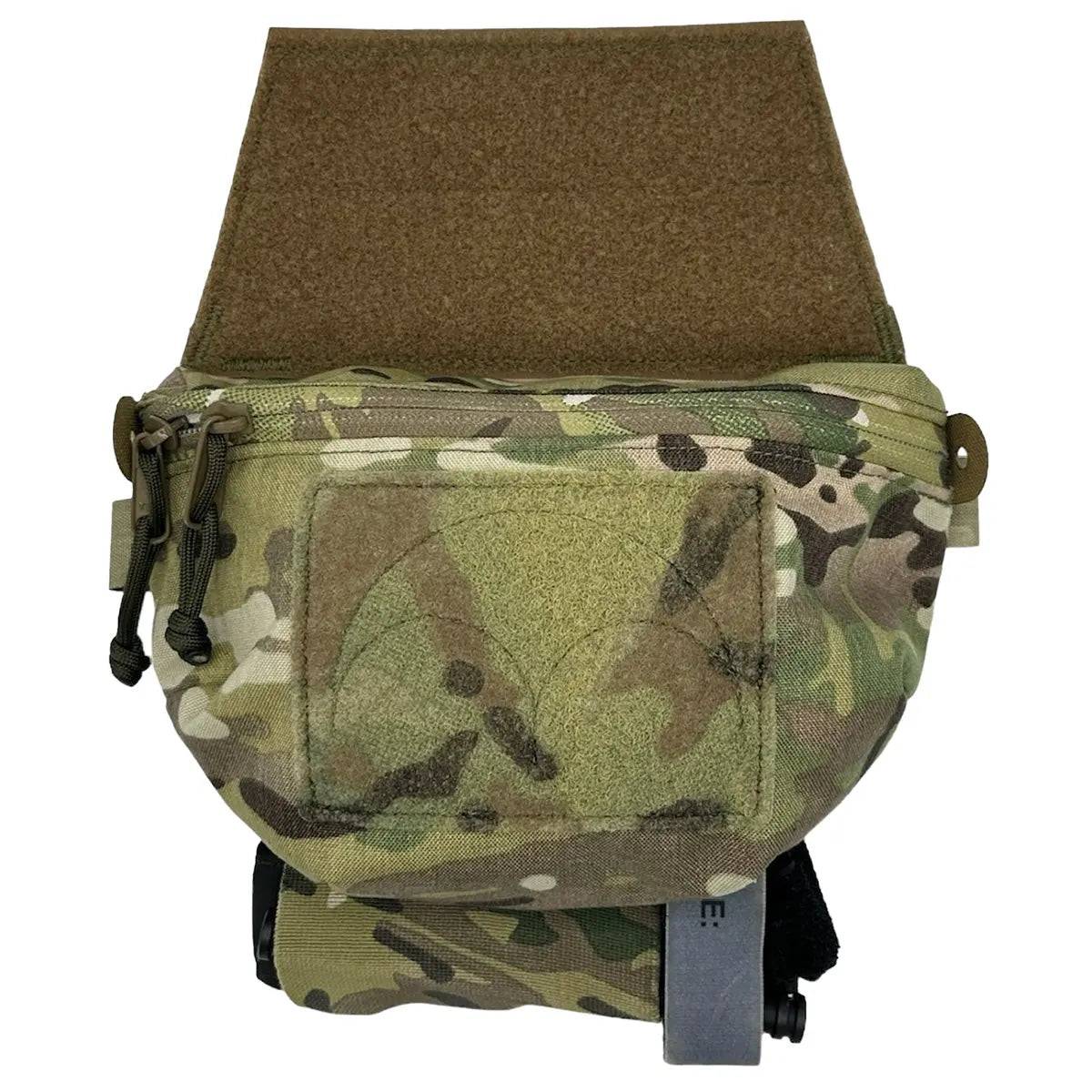 Luminae Multicam Hanger Pouch MTP with durable Cordura fabric, featuring dual zippers and a Velcro panel for secure attachment to tactical gear.