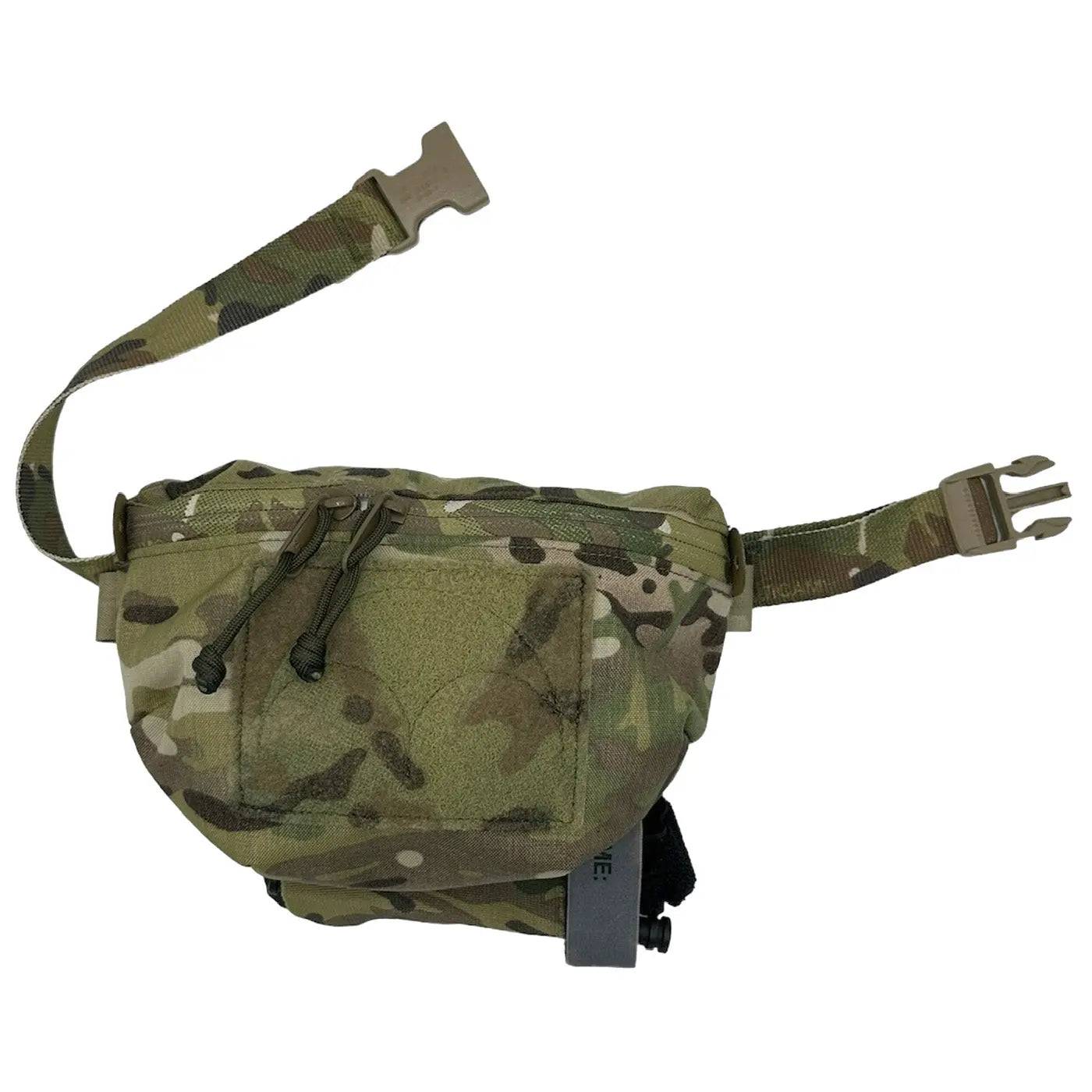Luminae Multicam Hanger Pouch MTP with an adjustable strap and buckle, designed for secure attachment to tactical gear or belts for quick access.