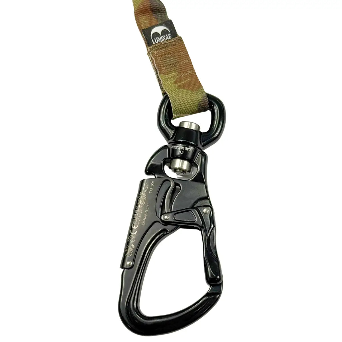 Multicam weapon strap with carabiner for tactical gear and weapon attachment