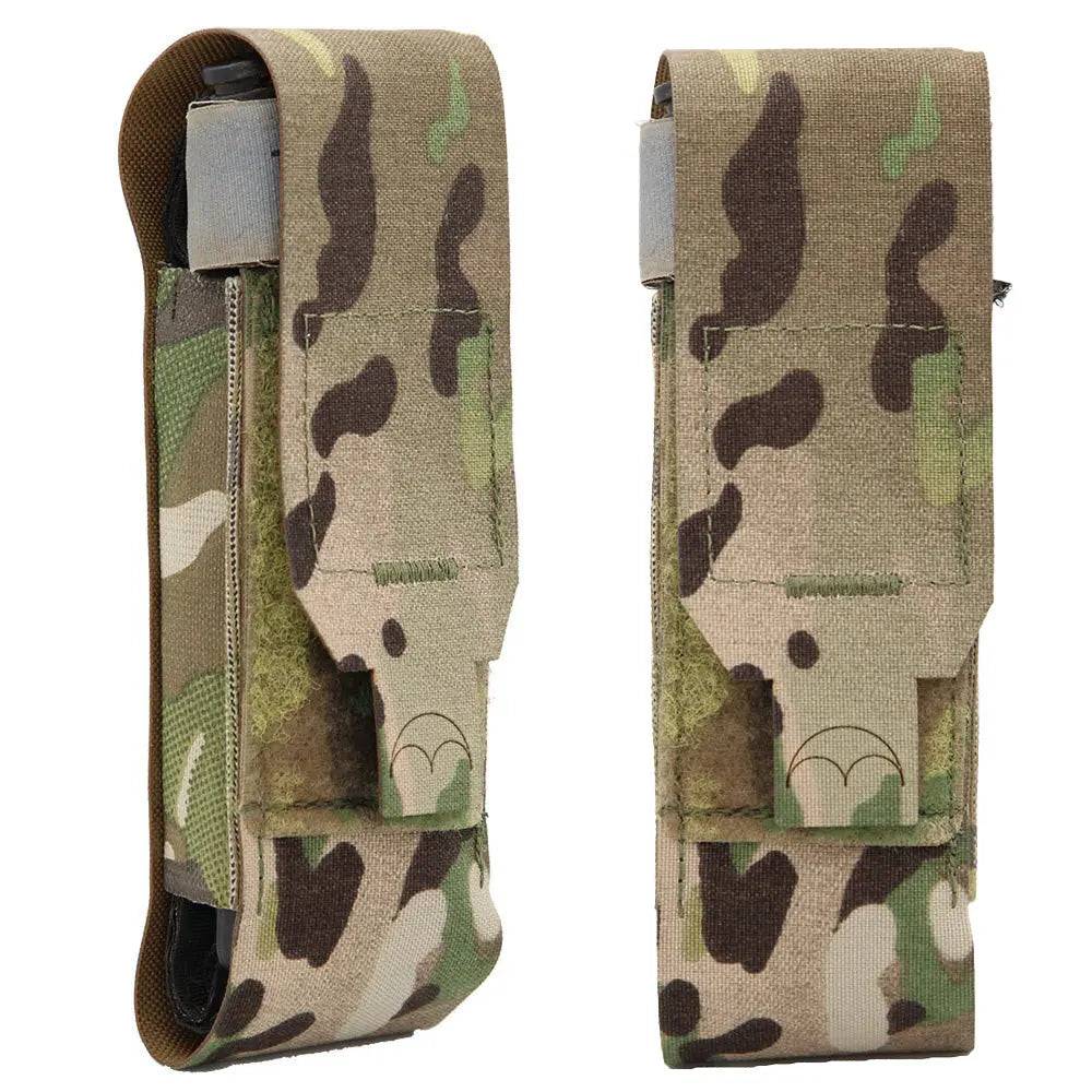 Side view of Luminae Multicam TQ Pouch MTP showcasing its compact design and secure closure system. Perfect for tactical and emergency use.