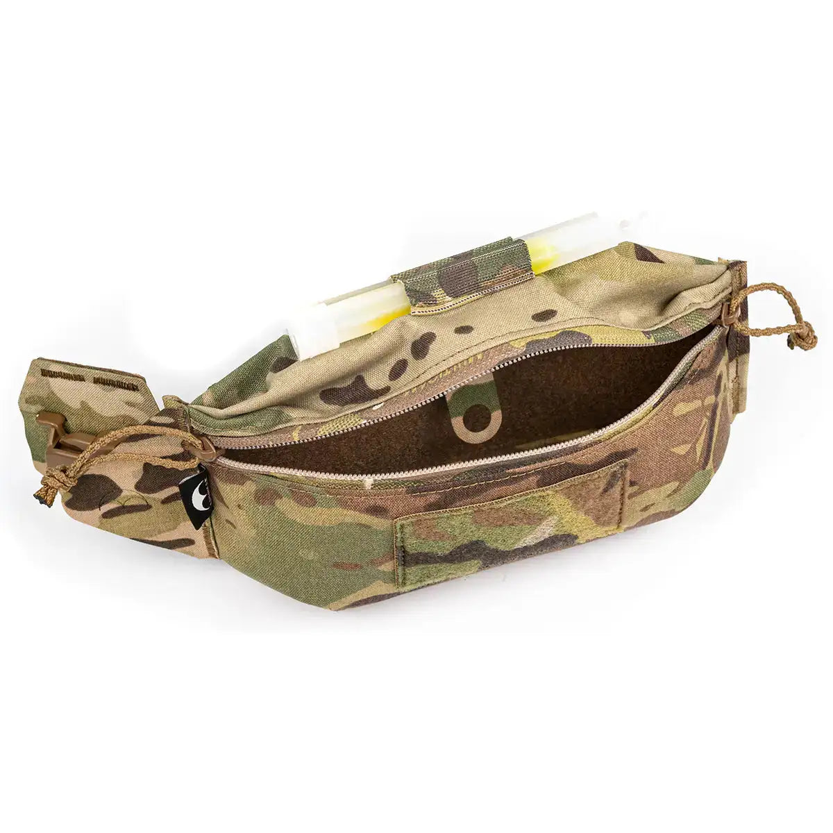 Multicam camouflage Luminae Over the Belt OTB pouch with zipper closure, designed for weapon accessories, compact size, durable Cordura material