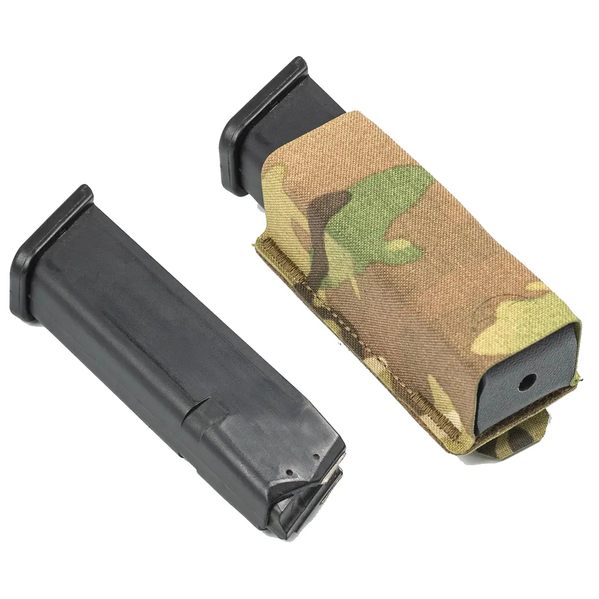 Camo magazine holder with elastic retention for firearm accessories