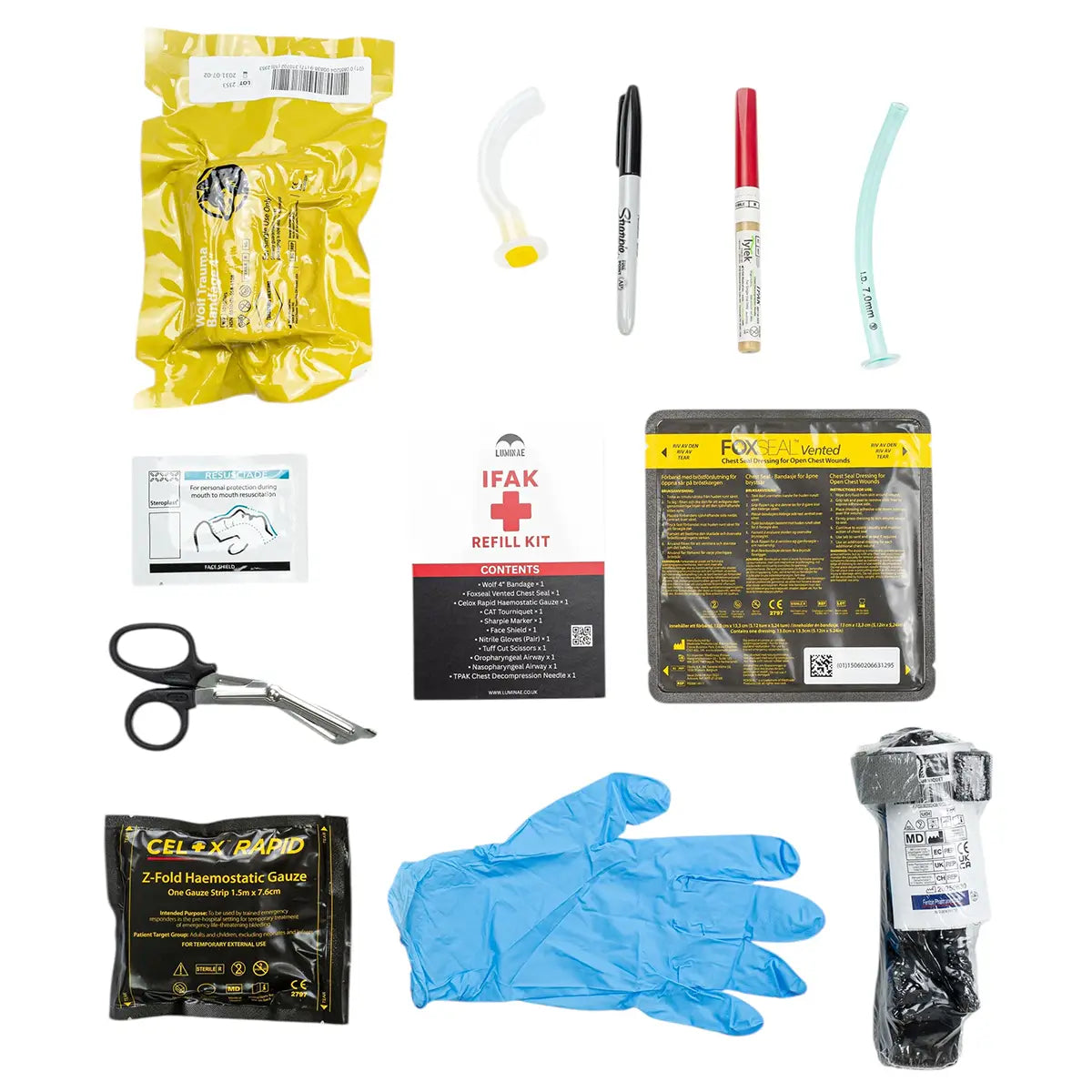 Luminae IFAK medical pouch with first aid supplies in Multicam