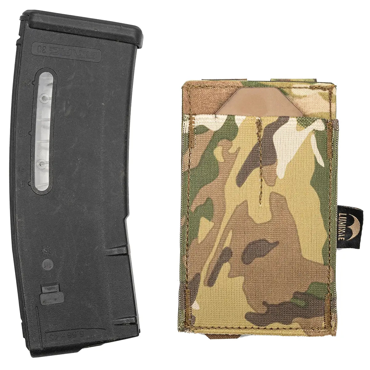 Multicam weapon magazine pouch with elastic mag holder for tactical gear