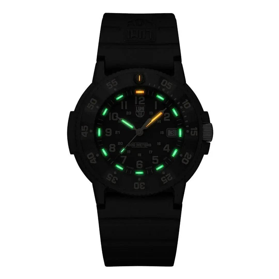 Luminox Navy Seal 3000 Series Watch XS.3001.EVO.OR.S featuring self-powered illumination for visibility in low-light conditions.