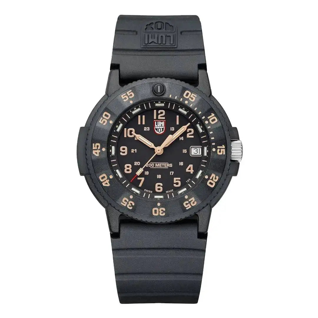 Luminox Original Navy Seal 3000 Series Watch XS.3001.EVO.OR.S with a black Carbonox case, luminous dial, and water resistance up to 200 meters. from John Bull Clothing
