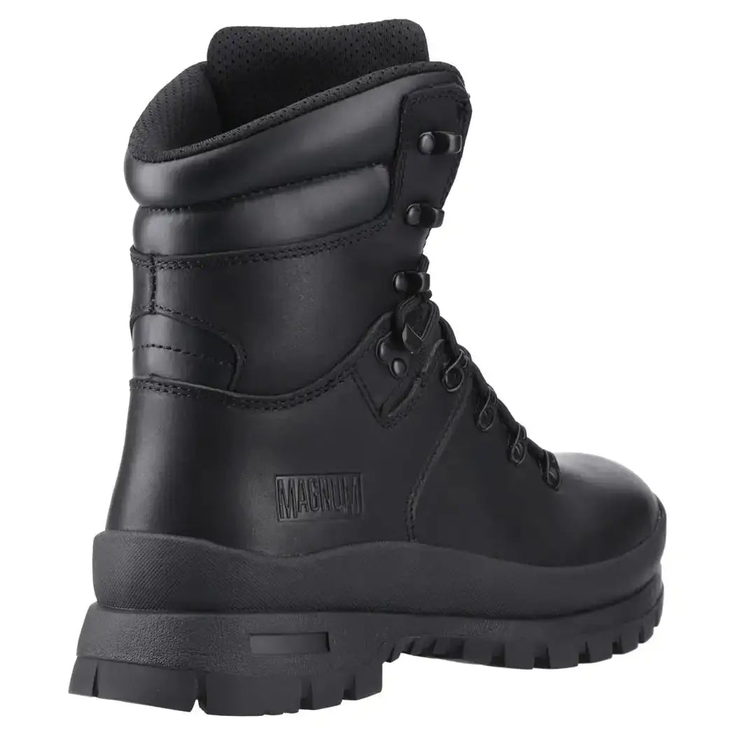 Side view of Magnum Valiance full leather black safety boot from John Bull Clothing