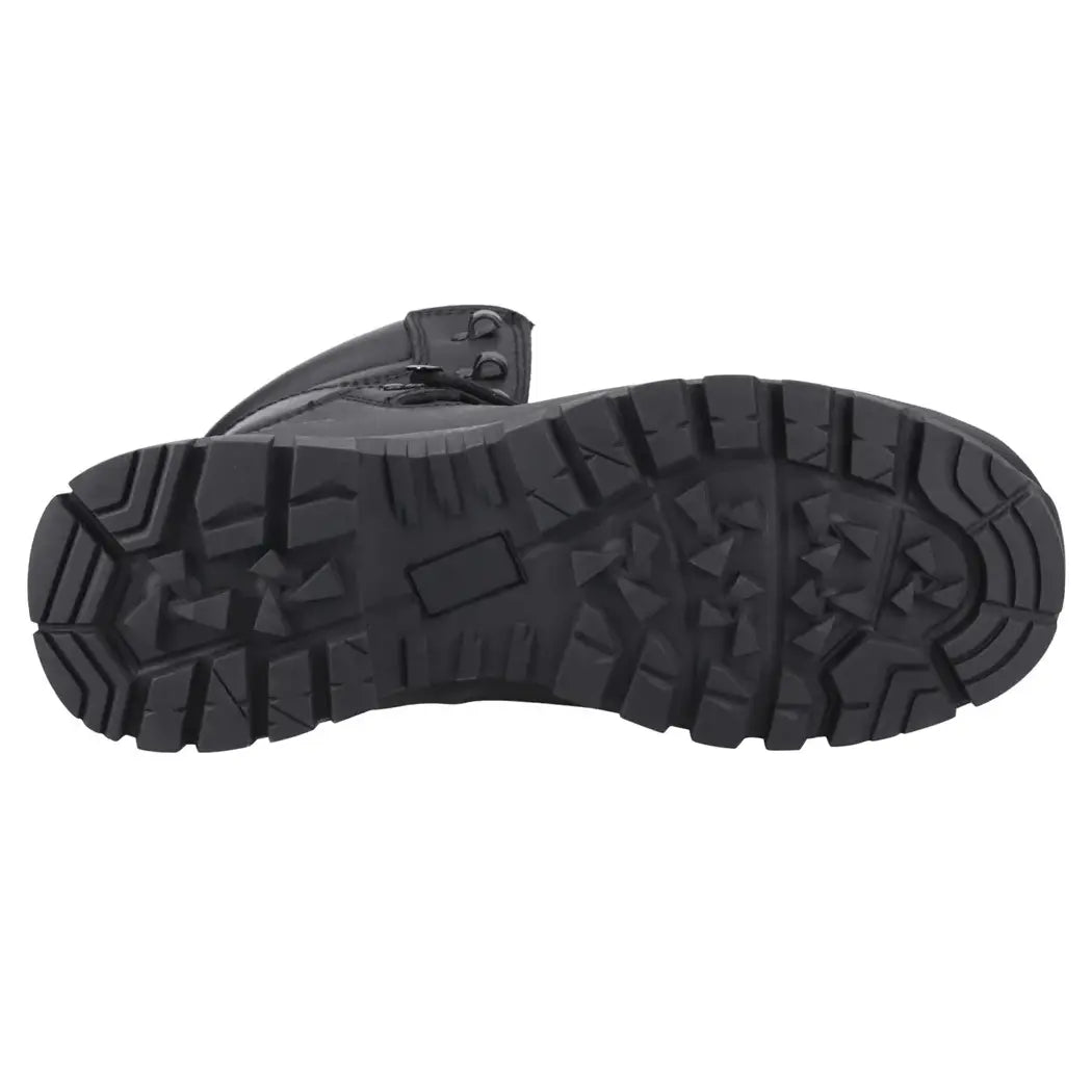 Bottom view of rugged outsole of Magnum Valiance police boot