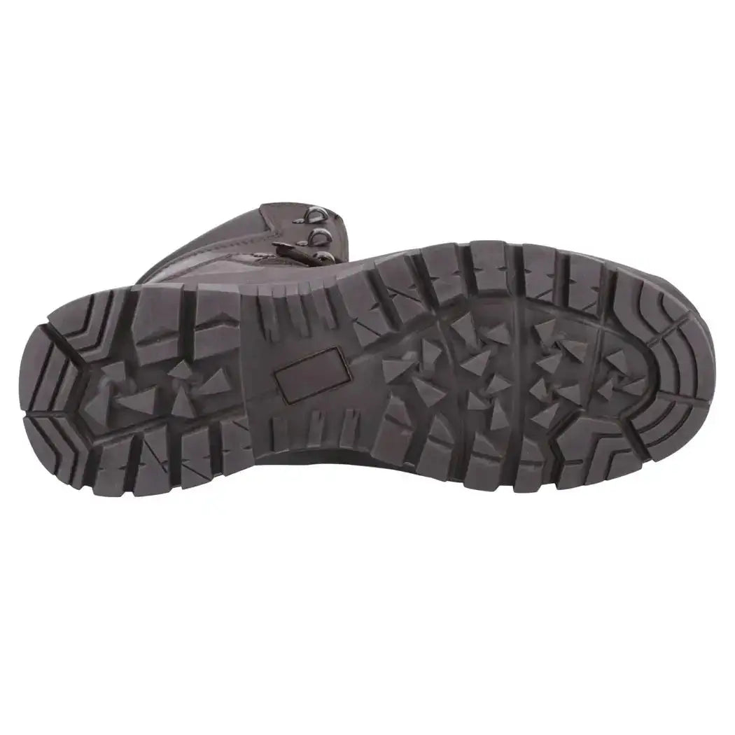 Bottom view of rugged outsole of tactical leather boot from John Bull Clothing