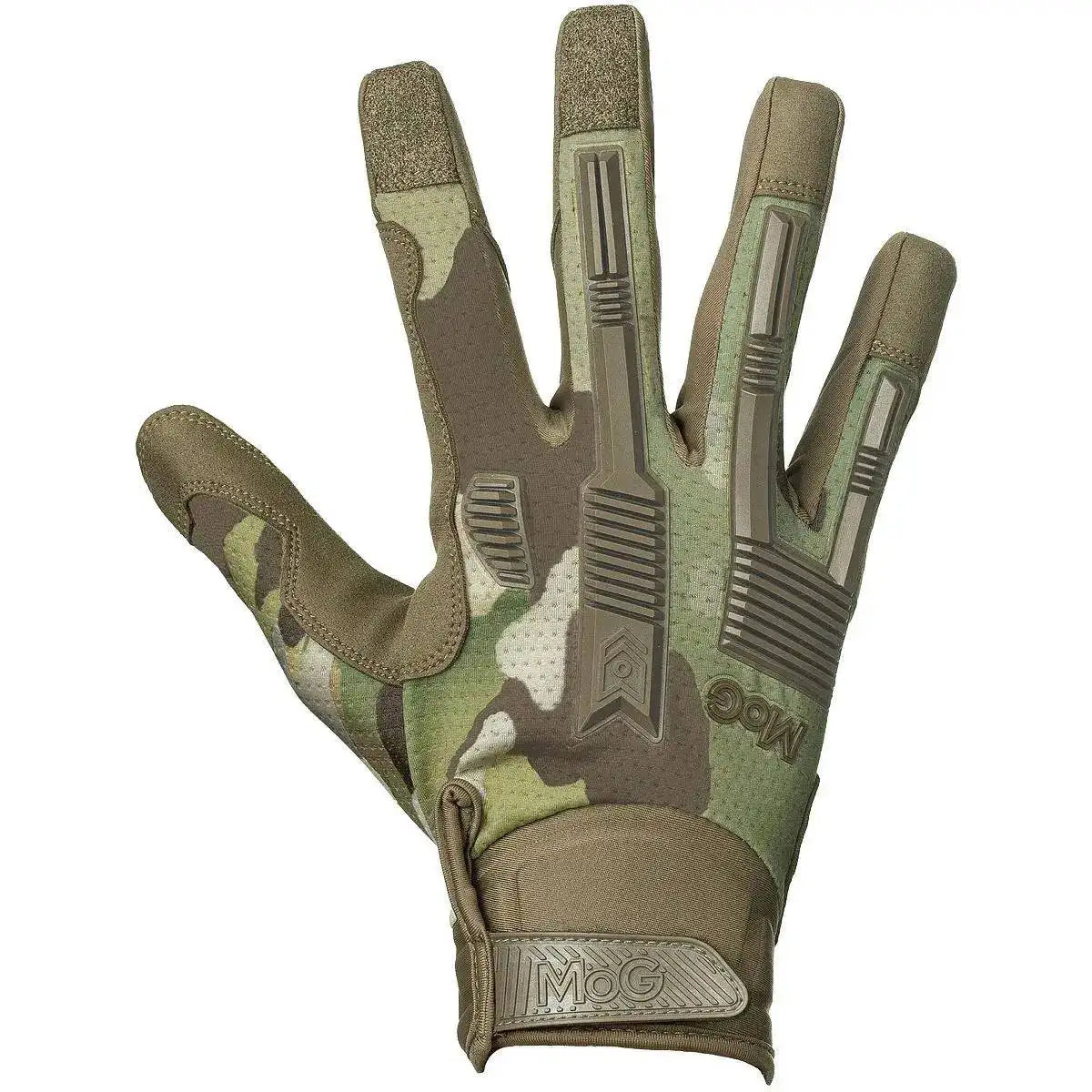 MoG Target High Abrasion Ergoshield Gloves in Multicam showing reinforced knuckle and finger protection for tactical use. Ideal for rugged environments. from John Bull Clothing