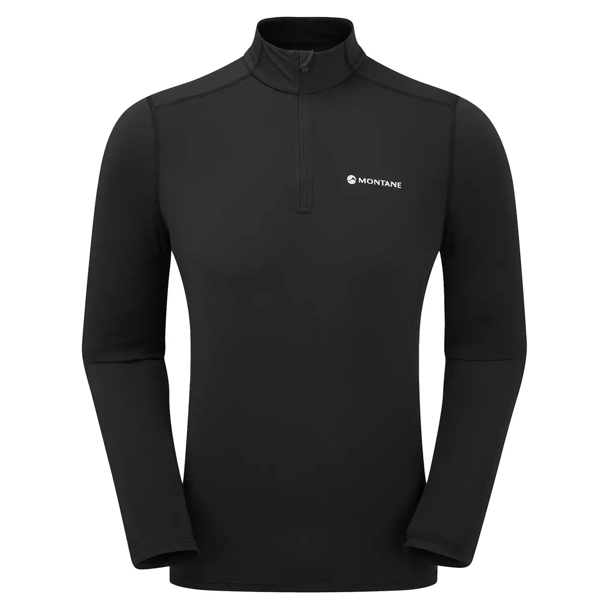 Montane Mens Dart XT Zip Neck Long Sleeved Thermal Top in black, thermal activewear top for cold-weather endurance and outdoor sports.