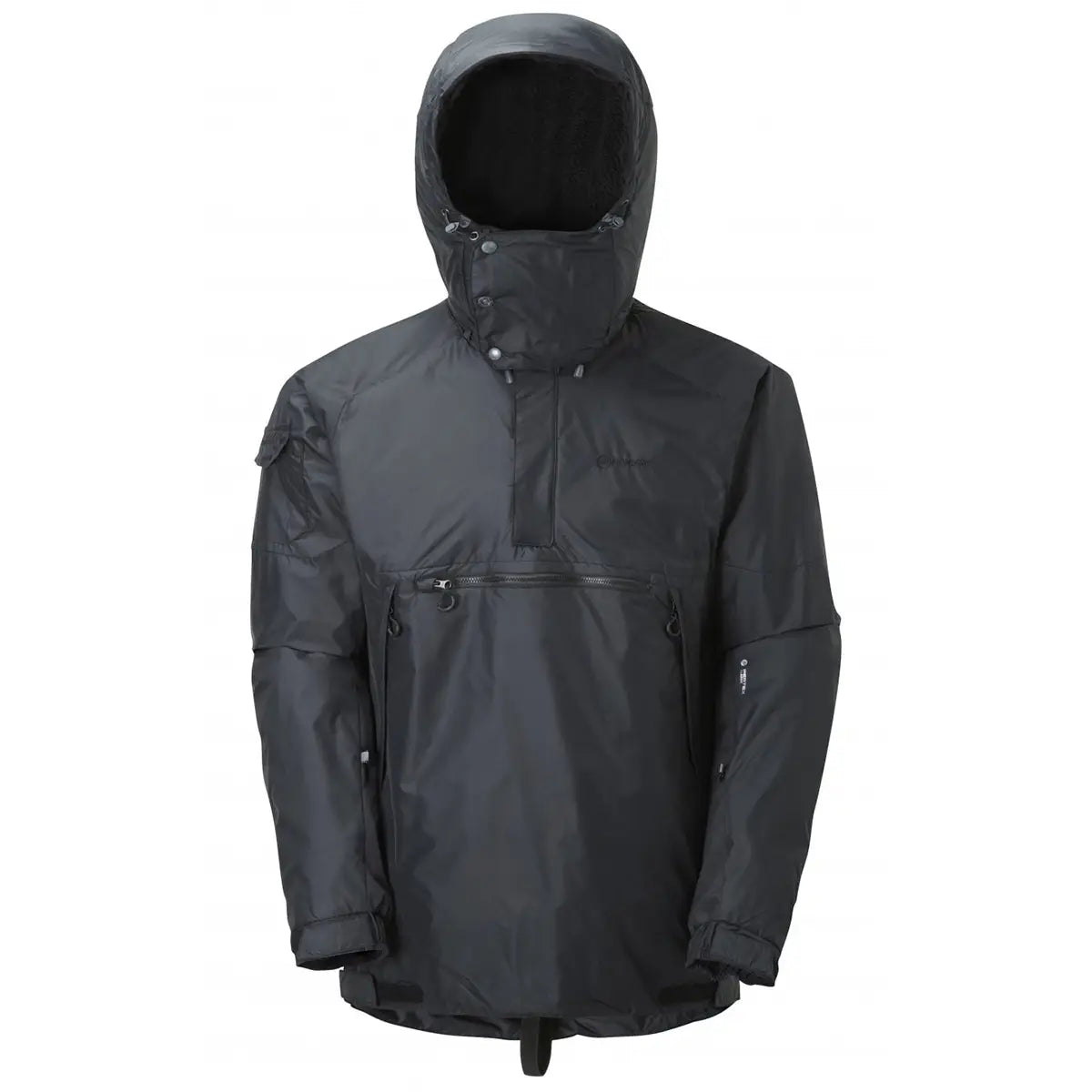 Montane Extreme Smock Insulated Mens in black, a high-performance insulated sport jacket for extreme cold, sold by John Bull Clothing.