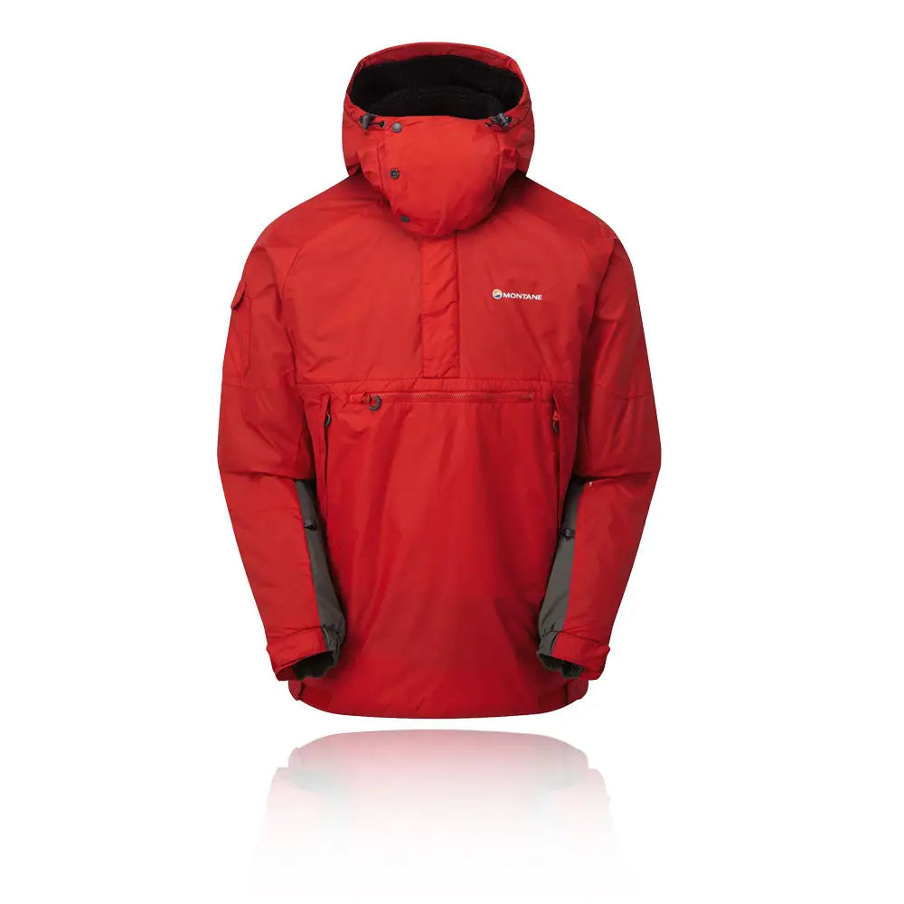 Montane Extreme Smock Insulated Mens in red with grey accents, iconic insulated outerwear for men, exclusive at John Bull Clothing.