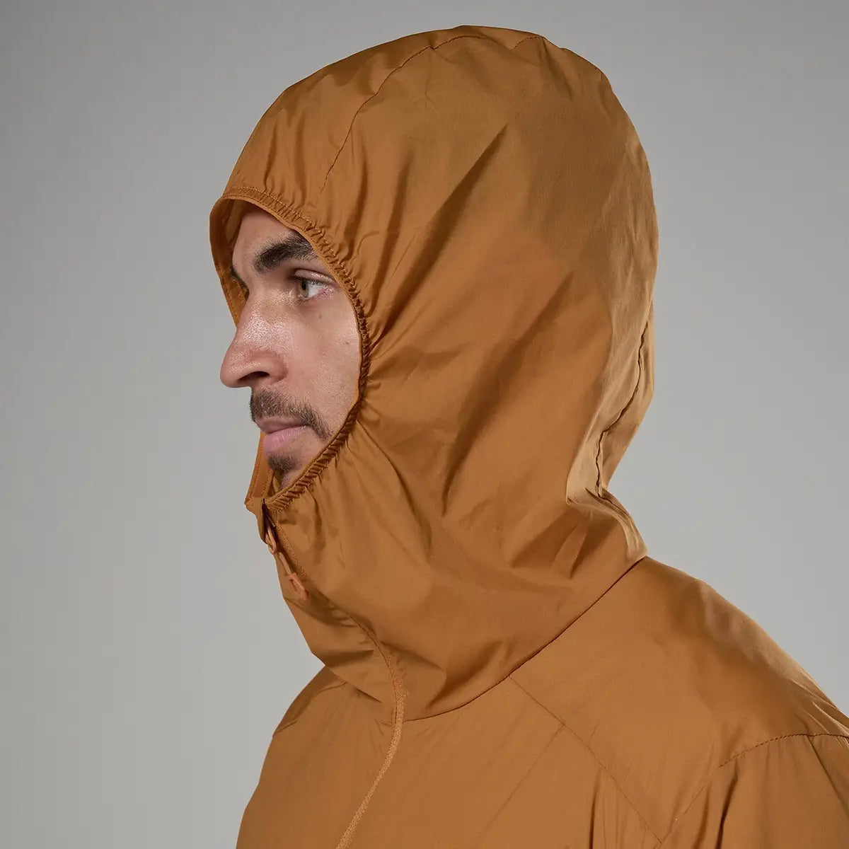 Montane men's hooded windproof jacket with adjustable hood and logo