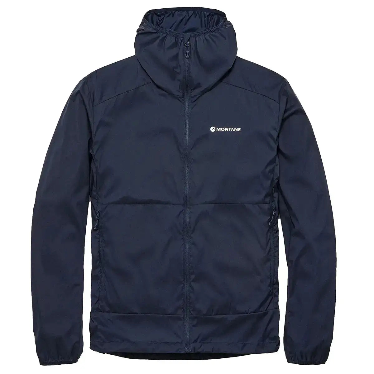 Montane men's featherlite hooded windproof jacket in navy for outdoor apparel from John Bull Clothing