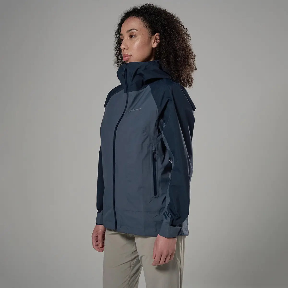 Montane Womens Norste Lite Waterproof Jacket in blue for outdoor rain protection