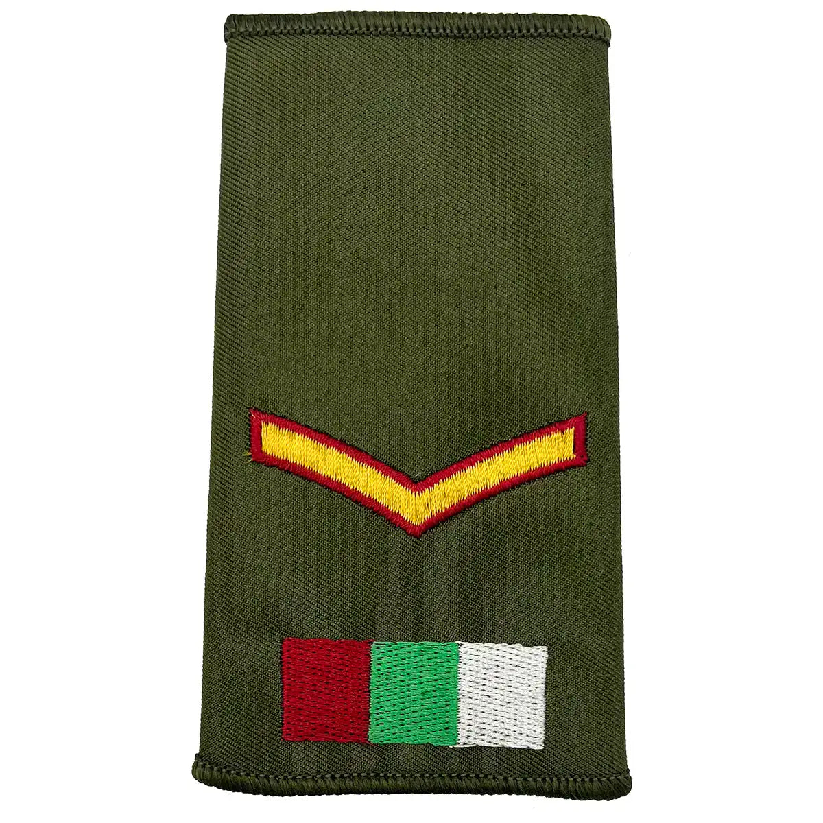 RAMS Olive Green Rank Slide featuring single chevron and tricolor patch, ideal for British Army personnel in medical services. Lance Corporal from John Bull Clothing