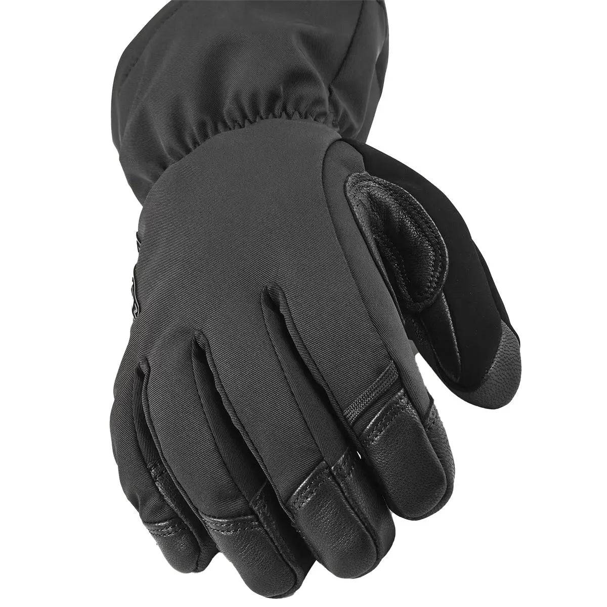 Detailed view of the SealSkinz Southery Waterproof Extreme Cold Weather Gauntlet in black, showcasing durable stitching and grip-enhancing fingertips.