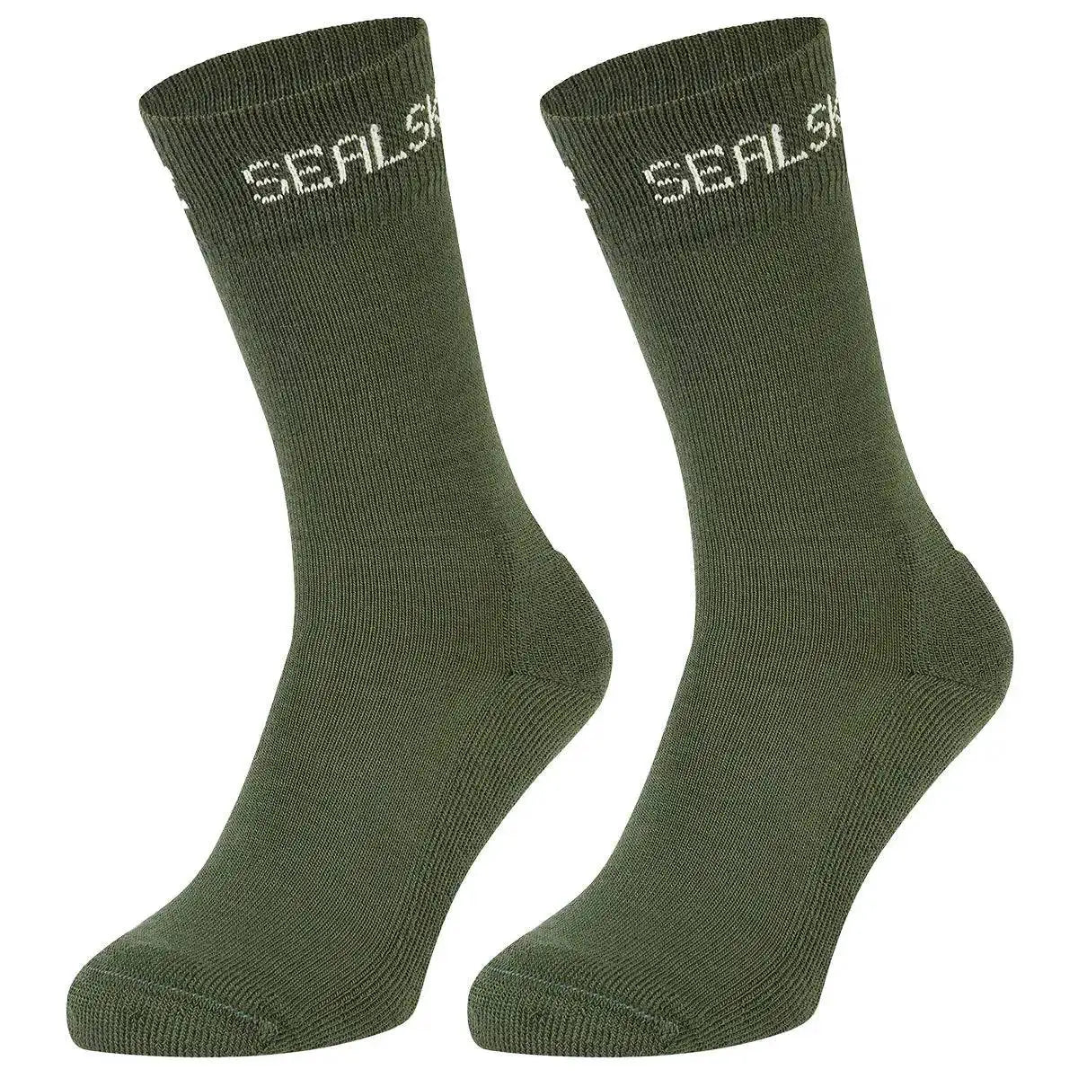 SealSkinz Suffield Solo Merino Liner Sock in olive green, crafted for versatility and warmth. Perfect for outdoor activities in various conditions. Olive Green from John Bull Clothing