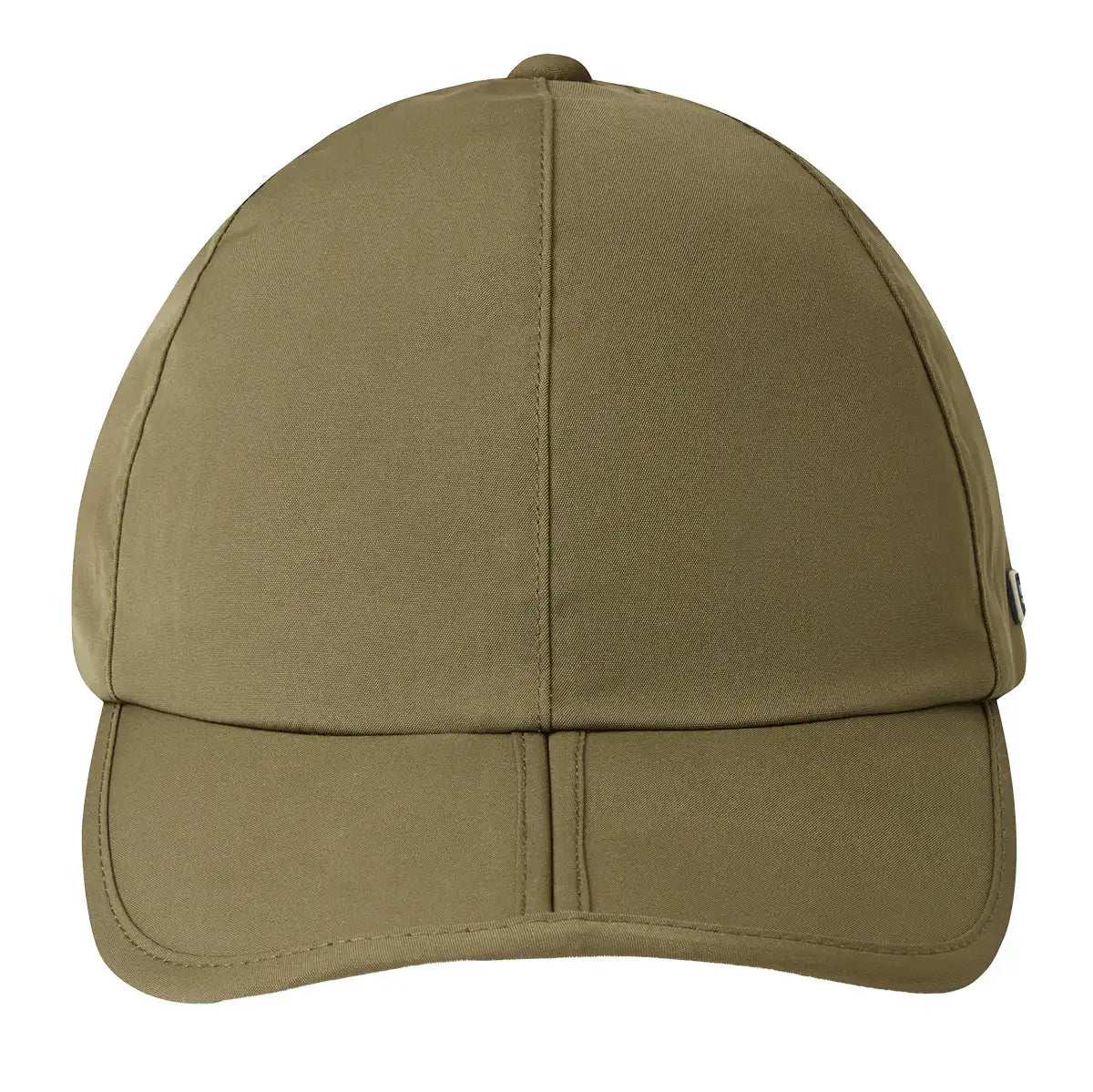 Front view of olive Sealskinz Salle Waterproof Foldable Peak Cap highlighting its structured panels and durable peak for weather protection. from John Bull Clothing