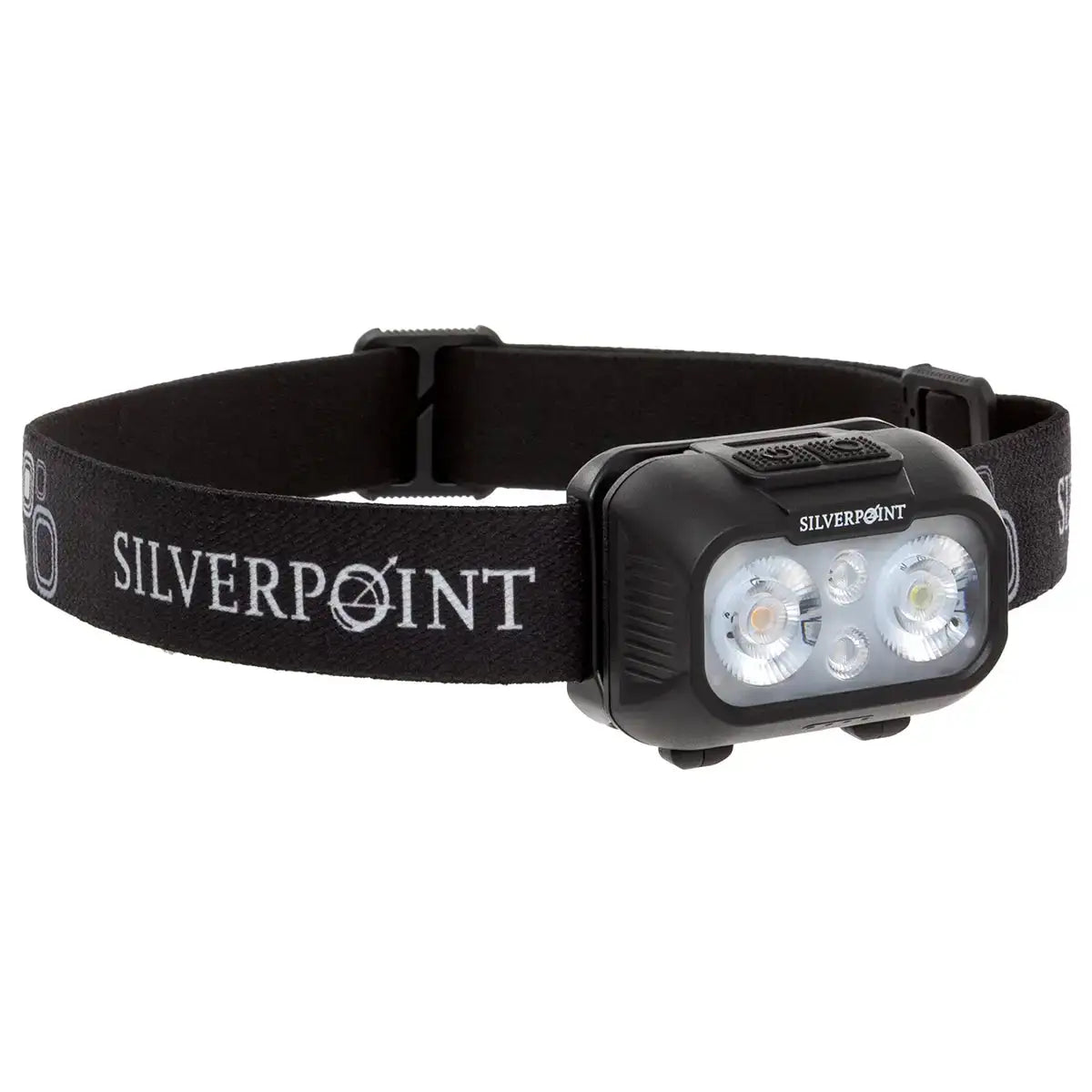 Silverpoint Ranger Head Torch RC540 with adjustable black headband, ideal for hands-free lighting in outdoor or professional use. from John Bull Clothing