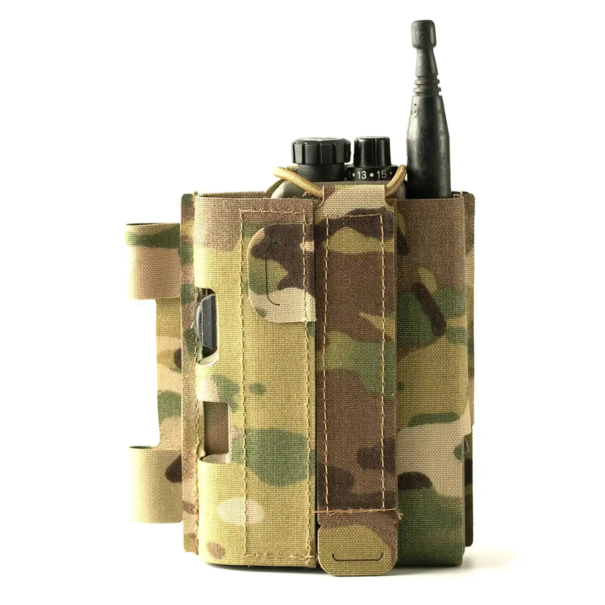 Spectre PinFit PRR Webbing Pouch MTP securely holds a PRR radio in a compact, multicam Cordura design for tactical loadouts.