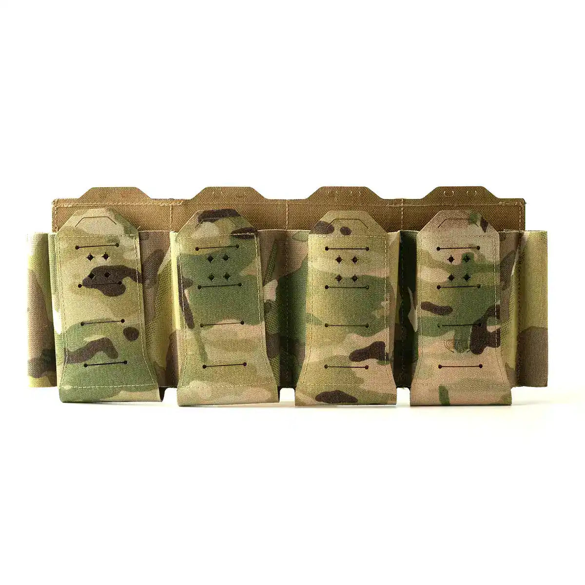 Empty Spectre Quad Elastic Magazine Pouch MTP in multicam, highlighting durable Cordura construction and four elastic compartments for ammunition storage. from John Bull Clothing