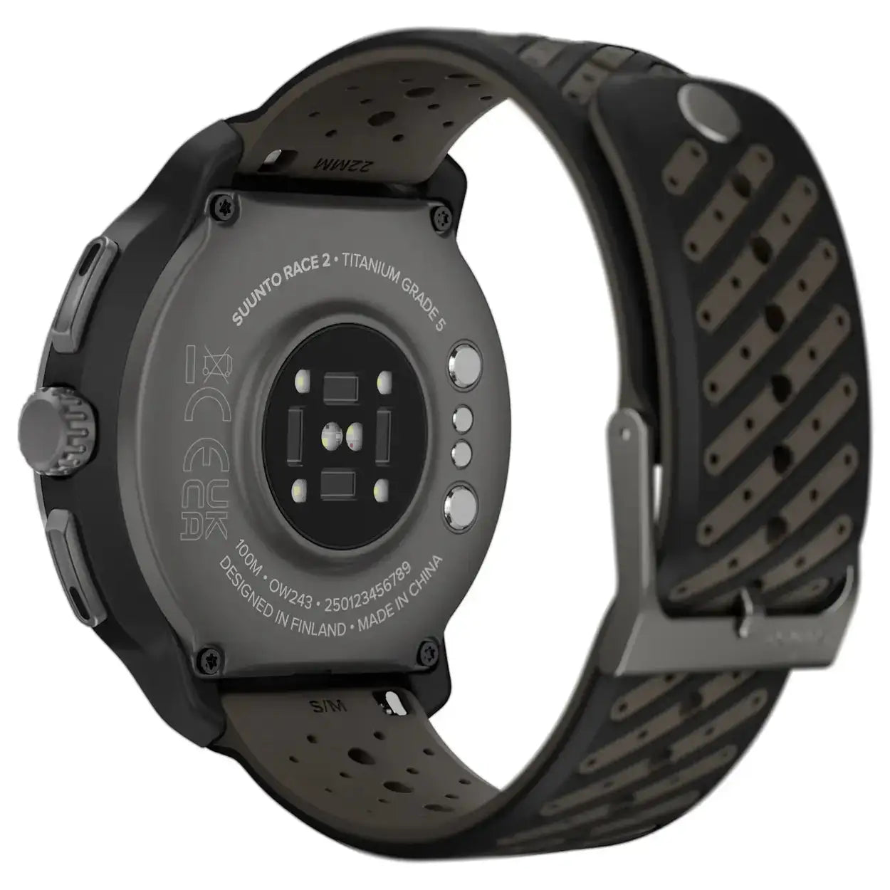 Back view of Suunto Race 2 Titanium GPS Watch with heart rate sensor and titanium-grade case. Durable and precise fitness tracking tool. from John Bull Clothing
