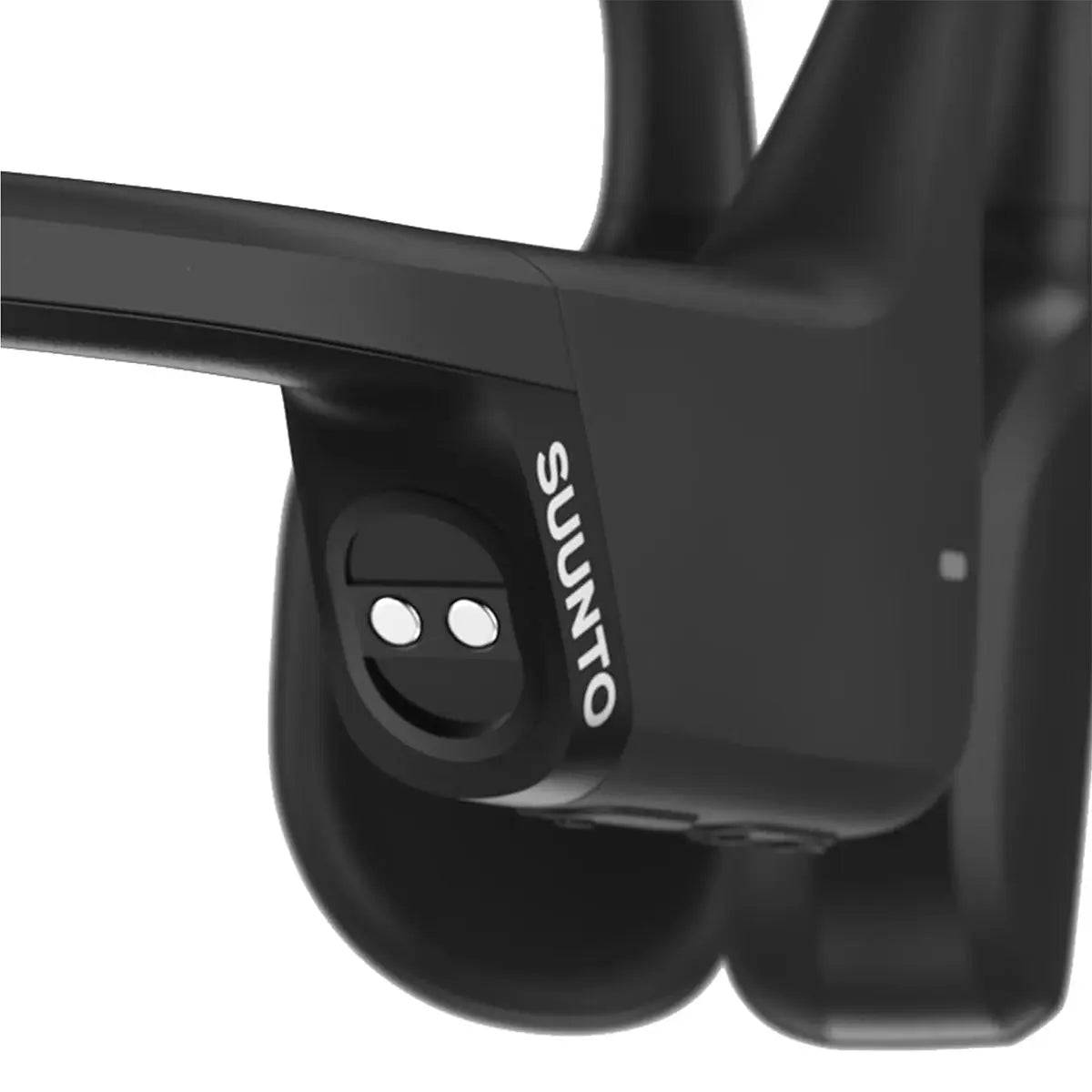 Close-up of Suunto Sonic Open Ear Bone Headphones' charging port, featuring a magnetic connection for easy and secure charging.