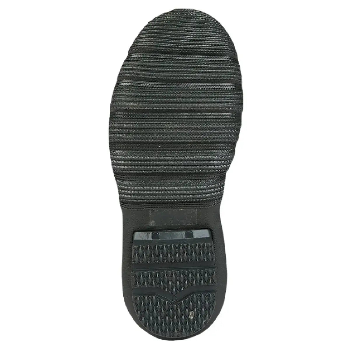 Textured sole of Woodland Neoprene Gusset Wellington boot showing slip-resistant tread pattern for enhanced grip on wet terrain.