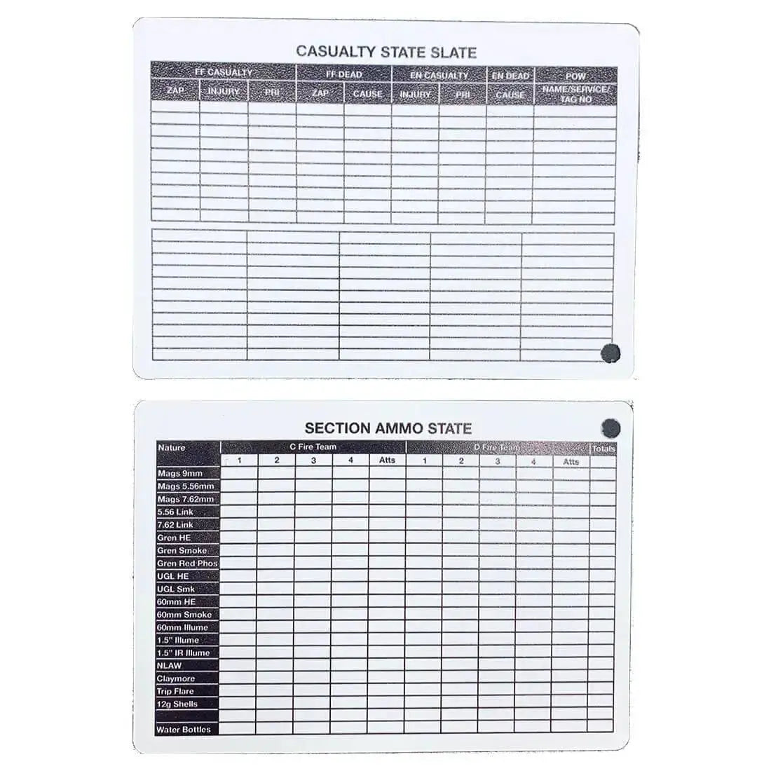 A6 Double Sided Section Ammo-Casualty Slate Battle Card - John Bull Clothing from John Bull Clothing