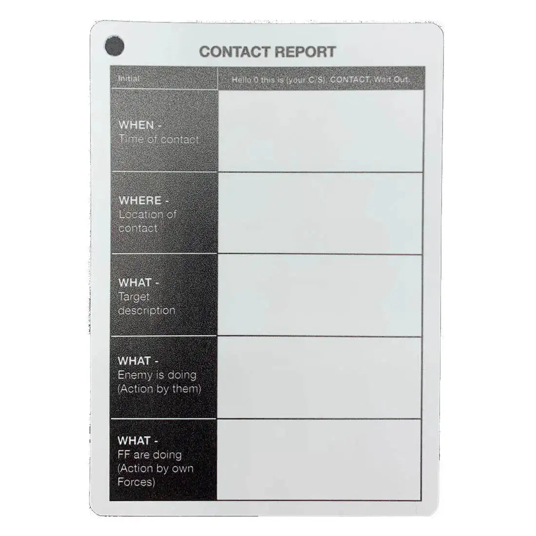 A6 Single Sided Contact Report Battle Card - John Bull Clothing from John Bull Clothing