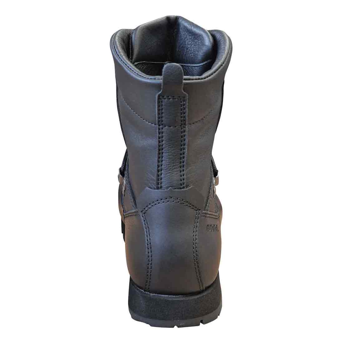 Rear view of Altberg Tabbing MK3 Black Police Boot displaying its padded collar, pull-tab, and reinforced stitching for durability in tactical use.
