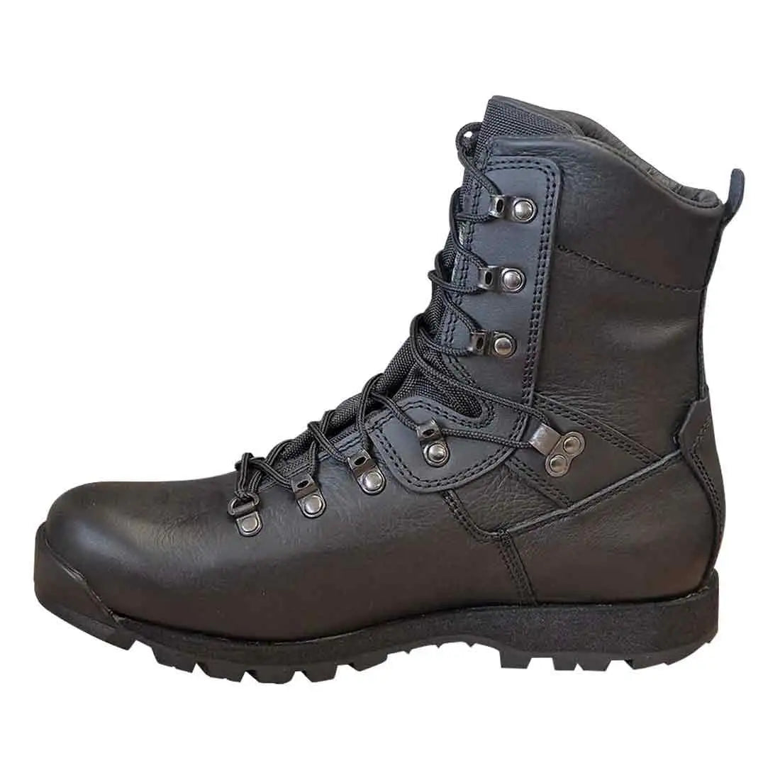 Side view of Altberg Tabbing MK3 Black Police Boot showcasing its sturdy leather build, ankle support, and slip-resistant sole for security personnel. from John Bull Clothing