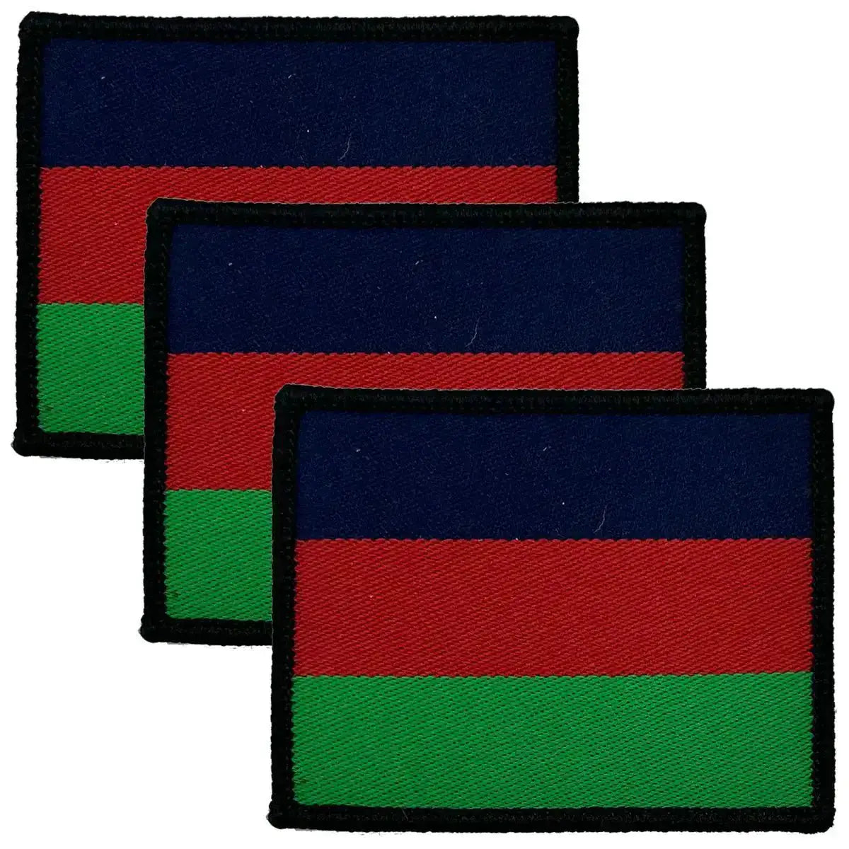 Set of three Army Dental Corps TRF patches with navy, red, and green stripes, iron or sewn on, regulation pattern by John Bulls. 3 Pack from John Bull Clothing