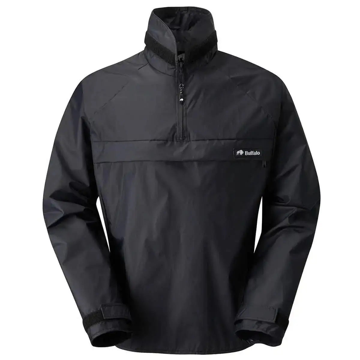 Buffalo Mens Windshirt Jacket in black, showcasing a sleek design with wind-resistant Pertex fabric and a zippered chest pocket. Black from John Bull Clothing