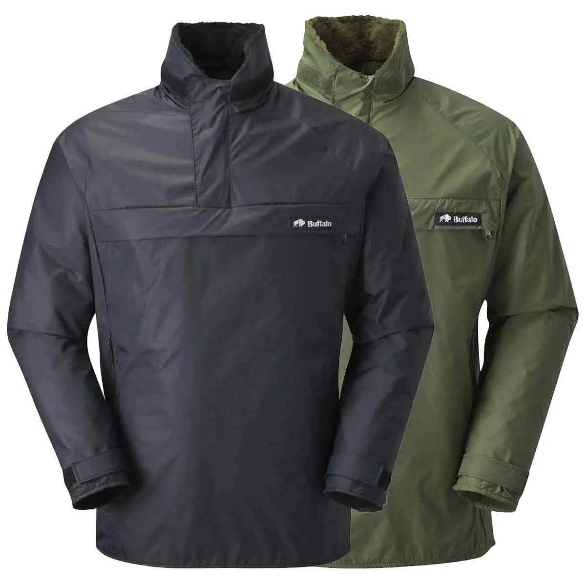 Buffalo Systems Special 6 Shirt in black and olive green, unisex cold weather rain coats from John Bull Clothing, made with Pertex material. from John Bull Clothing